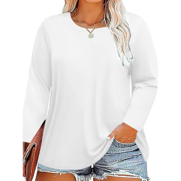 Plus Size Long Sleeve T Shirt Women Fall Tops Tunic Casual Wear Yoga Top - Picture 1 of 3